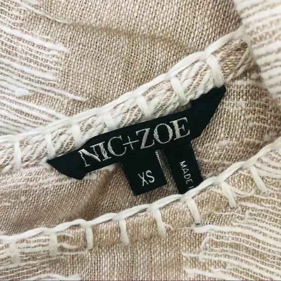 Nic+Zoe Linen Blend Tank Tan Woven Split Back XS - Picture 4 of 4